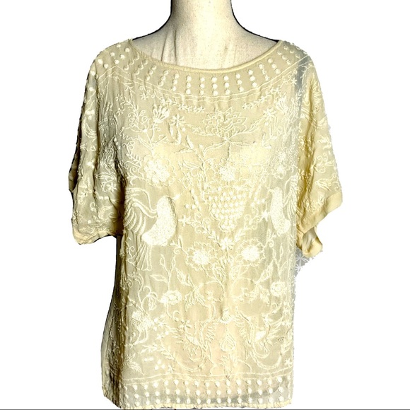 ZARA M floral and bird embroidered blouse top EUC - Picture 3 of 12